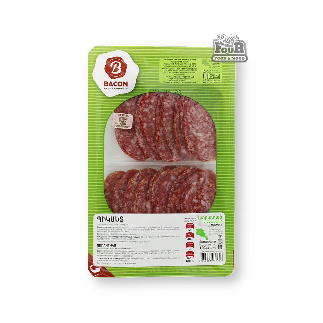 Raw smoked sausage "Bacon Spicy" 120g